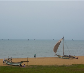 We stayed in the Heritage Hotel in egombo on the first night after the flight. Situated on the west coast just above Colombo, we had a lovely view of the Laccadive sea and the fishng boats used