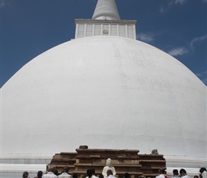 Mirisavetiya Rajamaha Vihara Dagoba at Anuradhapura. Built by King Dutugemunu (BC. 161 - 137). The reason behind this Stupa was the king's mourn due to consuming a chili-meal without offering to Sangha. Subsequently, king Gotabaya has expanded it