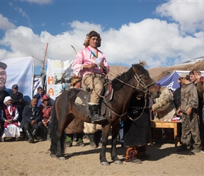 The winner of Bushkashi – Tug of war played on horseback with goatskin