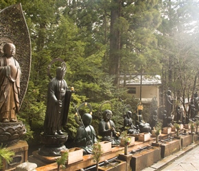 Statues lined up at the main temple