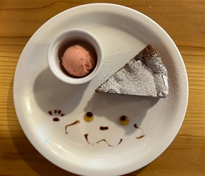 Chocolate Cake and Ice Cream, served with typical Japanese precision