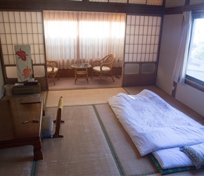 The Misaki Kanko Hotel was the oldest building in the area, recently rennovated. With traditional floors and low living