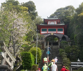 Ascending the steps to Shinshō Temple
