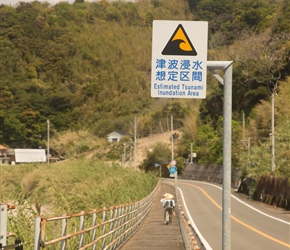 Numerous signs along the coast give an indication of where you are should a Tsunami strike