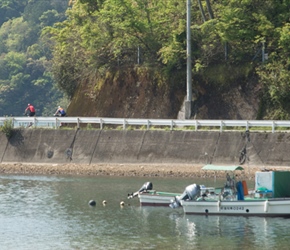 It was a delightful ride around the coast from Fukaura. The concrete walls were lower as we passed a series of bays