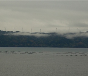 Windmills, coast and fishing nets