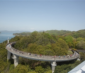 The descent from the 4th Kurushima Kaikoya Bridge was a piece of work. A descending roundabout