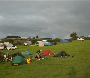 Campsite at Icledon Farm. A bit of a slope except where we were