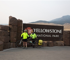 David and Christine at the entrance to Yellowstone