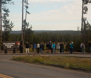 Queue for a sign