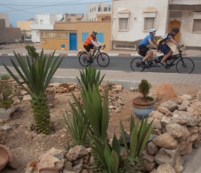 Andy, Christine and Marcus head out of Aglou passing one of the few green gardens