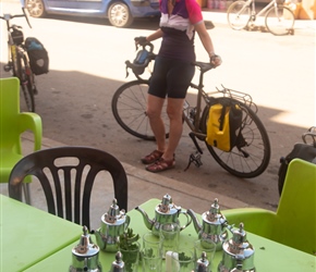 Sarah admiring just how many pots of tea a group can get through