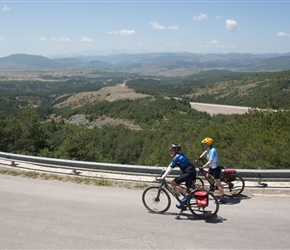 David and Christine admire the view from the top of the first climb