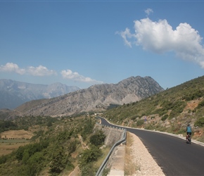 Sharon heads along the road with great views